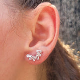 Baguette Fan Ear Climber Studs – Silver 925