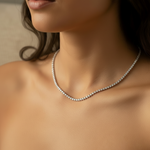 Close-up of tennis necklace with 3mm stones