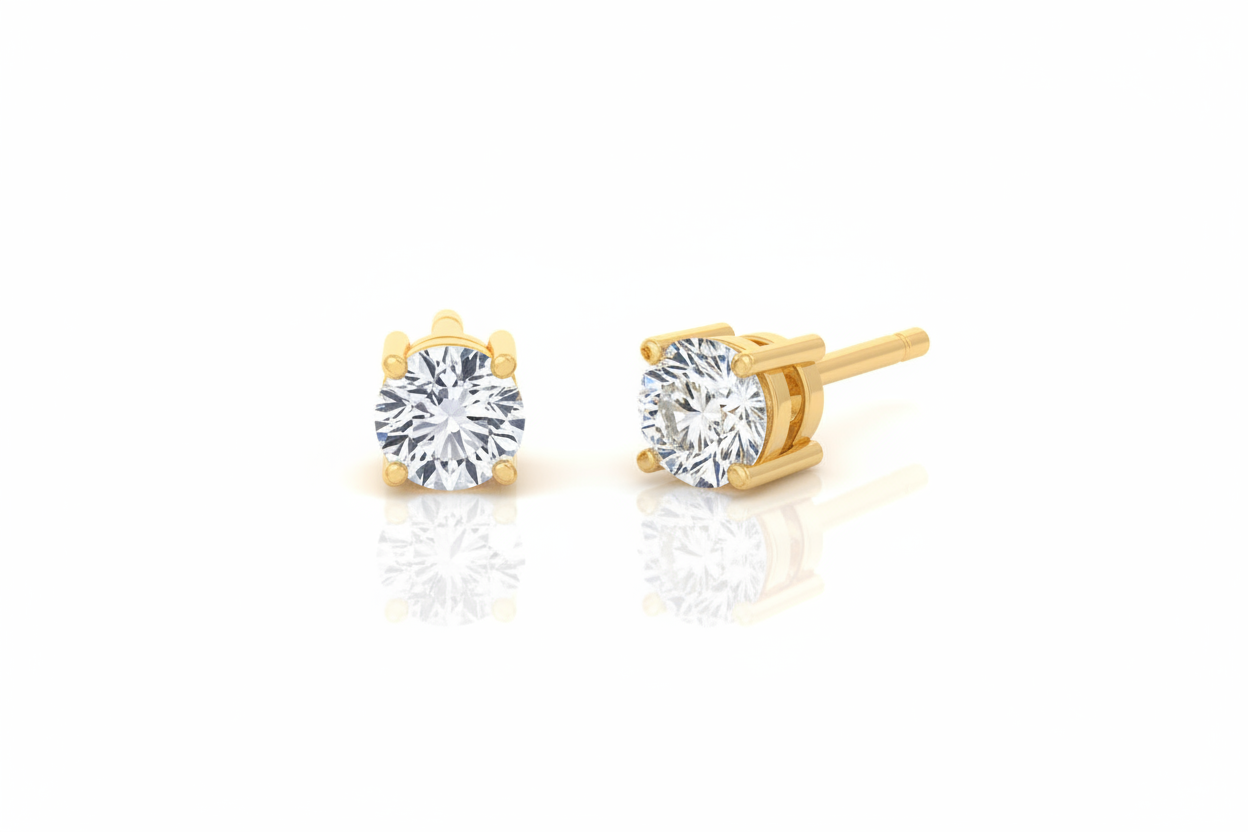Gold CZ Stud Earrings