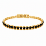 Gold Plated Black Stone Tennis Bracelet