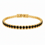 Gold Plated Black Stone Tennis Bracelet