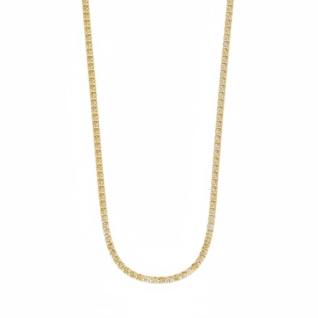 Gold-plated tennis necklace square