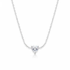 Heart Solitaire CZ Necklace – White Background