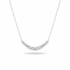 Curved Bar Pavé CZ Necklace – White Background