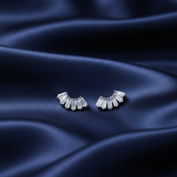 Baguette Fan Ear Climber Studs – Navy Satin