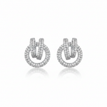 Pavé CZ Double Hoop Earrings – White Background