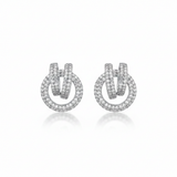 Pavé CZ Double Hoop Earrings – White Background