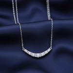 Curved Bar Pavé CZ Necklace – Navy Satin