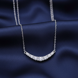 Curved Bar Pavé CZ Necklace – Navy Satin