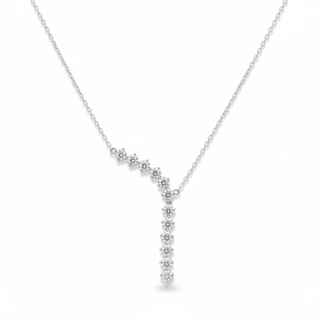 CZ Y-Lariat Necklace – White Background