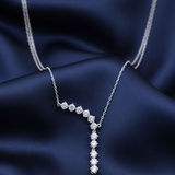 CZ Y-Lariat Necklace – Navy Satin