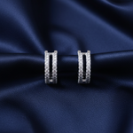 Pavé CZ Double Hoop Earrings – Navy Satin