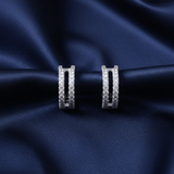 Pavé CZ Double Hoop Earrings – Navy Satin