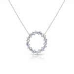 Mixed Cut CZ Circle Pendant Necklace – White Background