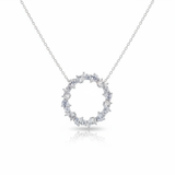 Mixed Cut CZ Circle Pendant Necklace – White Background