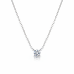 Round Solitaire CZ Necklace – White Background