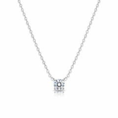Round Solitaire CZ Necklace – White Background