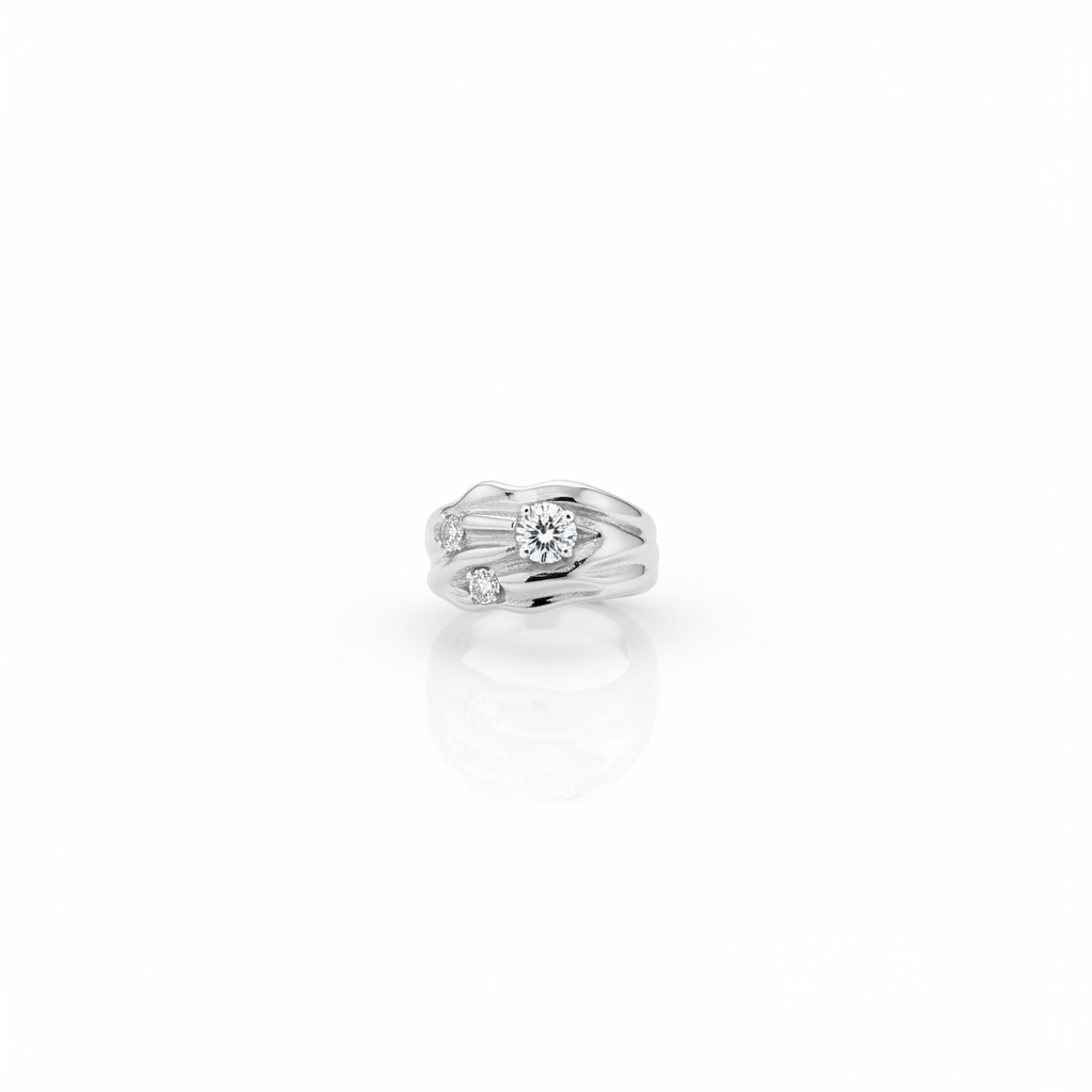 Sculptural Claw Solitaire Ring - White Background