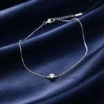 Solitaire CZ Chain Bracelet – Navy Satin