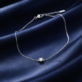 Solitaire CZ Chain Bracelet – Navy Satin