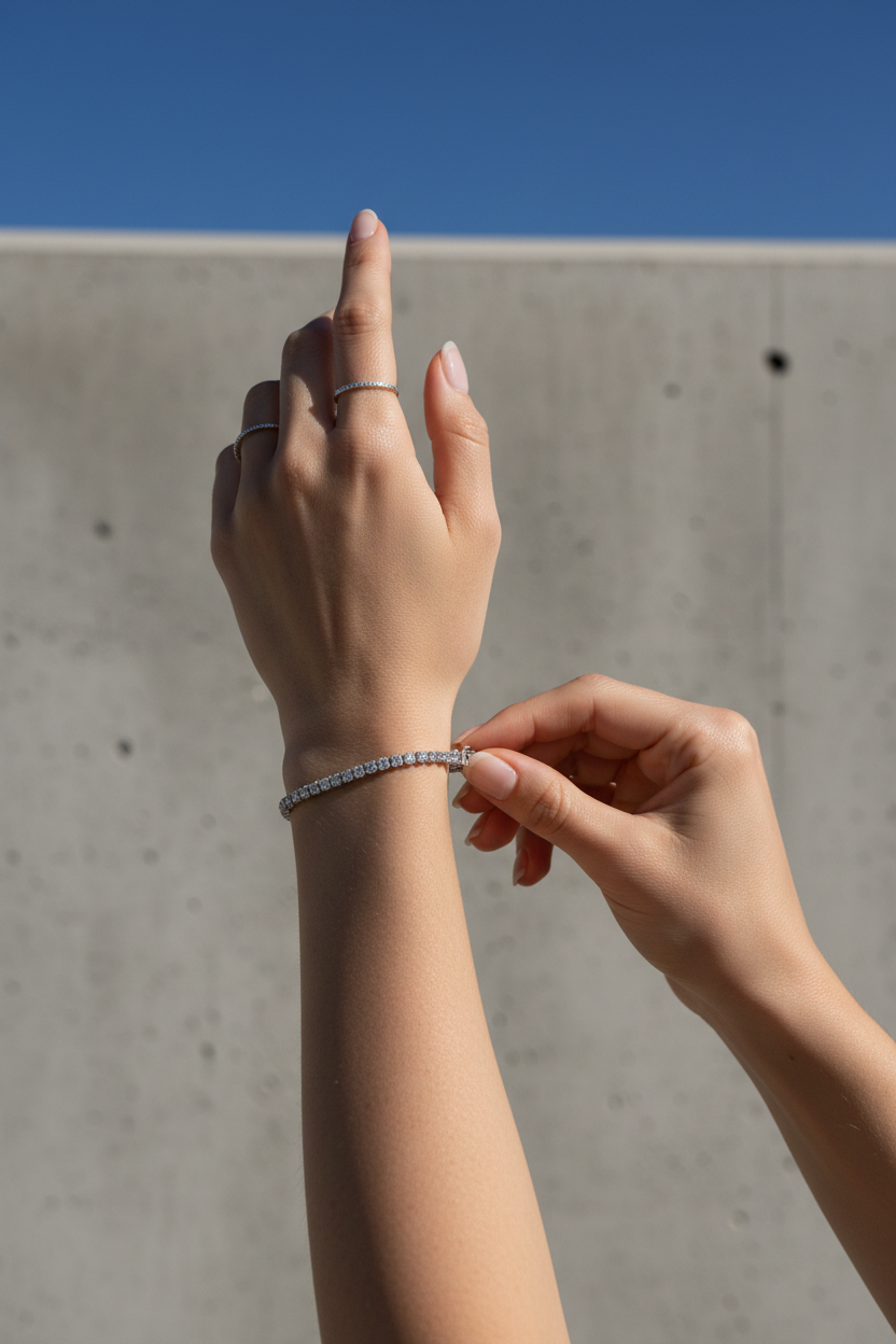 Tennis Bracelet - Grey Cement & Blue Sky